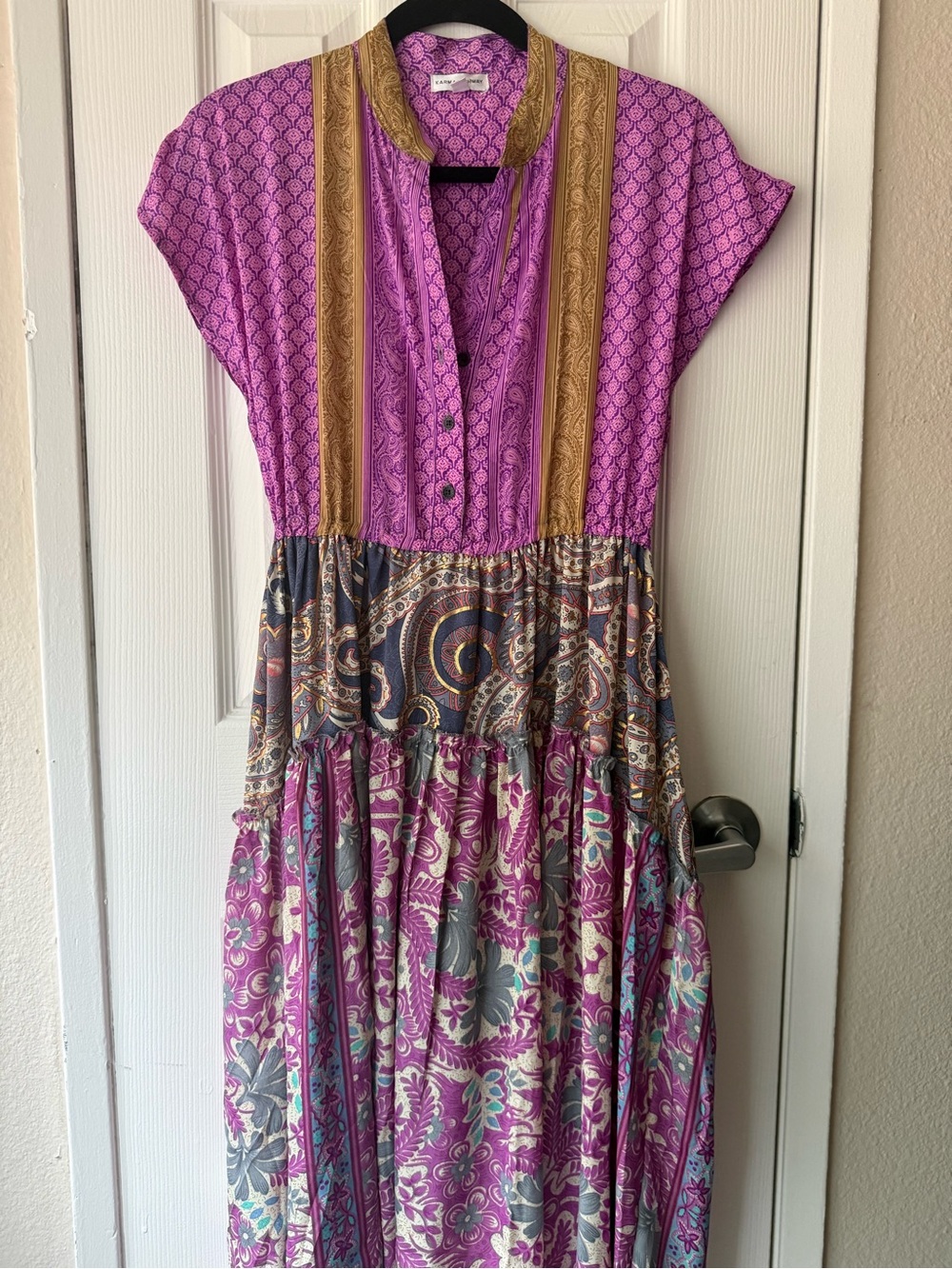 Bohemian Purple Paisley Tiered Maxi Dress